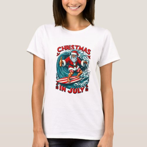 Festive Santa White Delight T_Shirt