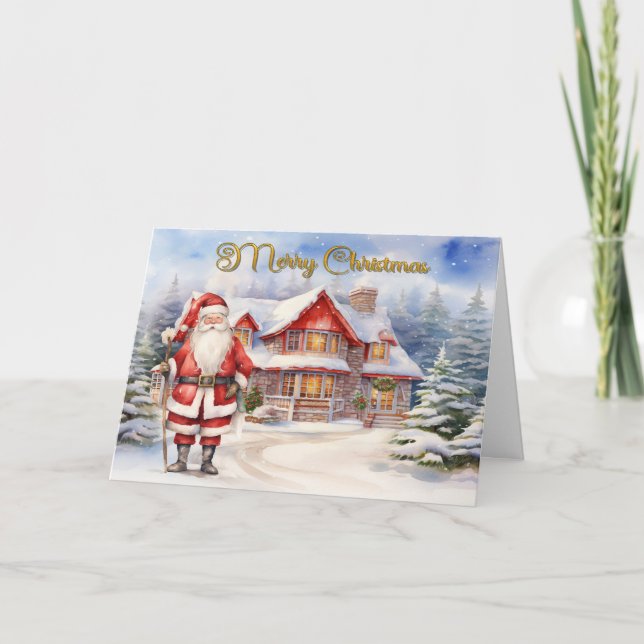 Festive Santa Winter Scene Card (Front)