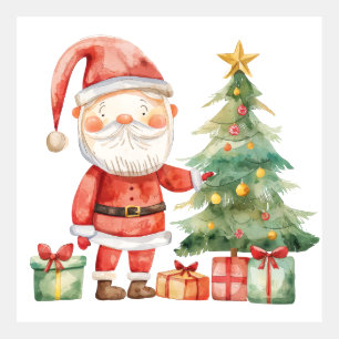 Festive Santa with Christmas Tree