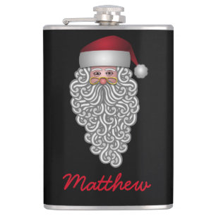 Festive Santa with Curly Beard Personalized Flask