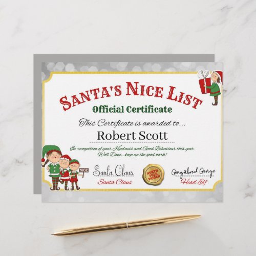 Festive Santas Christmas nice list add name  Letterhead