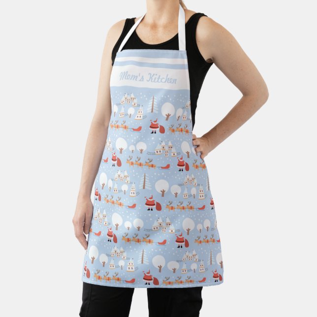 Festive Santa's Christmas Village and Fun Reindeer Apron (Insitu)