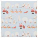 Festive Santa&#39;s Christmas Village and Fun Reindeer Fabric