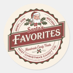Festive Santa's favorite candy sweets Classic Round Sticker