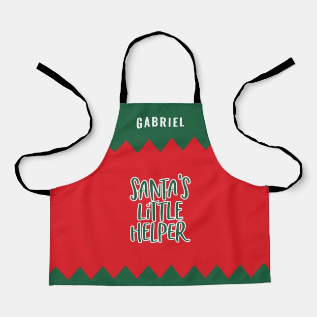 festive Santa's little helper funny personalized Apron (Front)