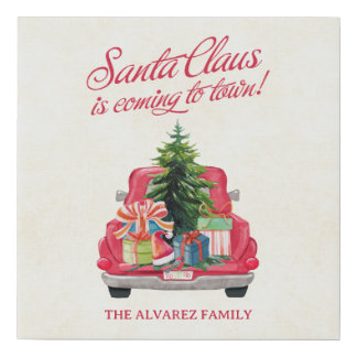 Festive Santa's Vintage Red Truck Faux Canvas Print