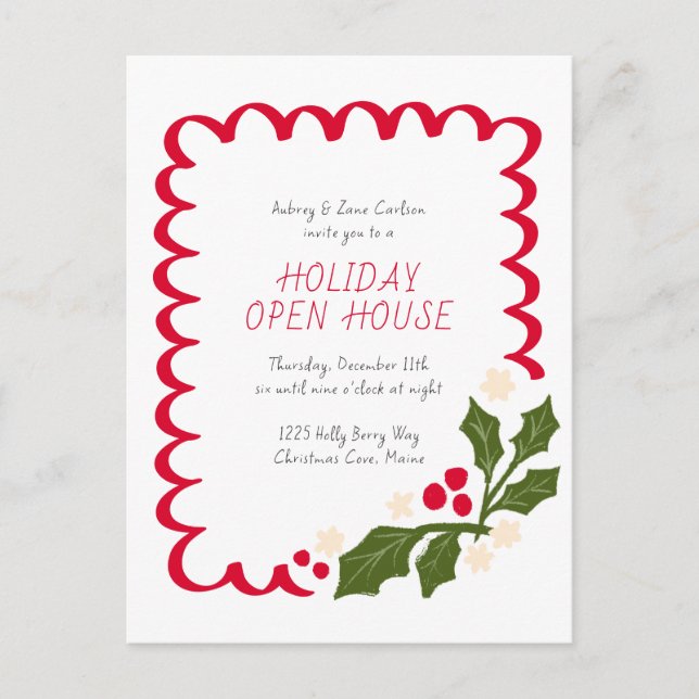 Festive Scallop Christmas Holiday Party Invitation (Front)