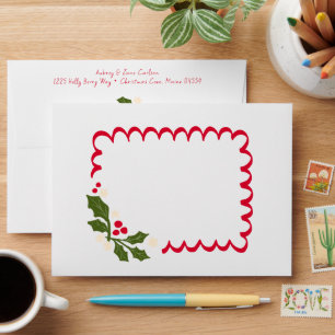 Festive Scallop Frame and Holly Holiday Envelope