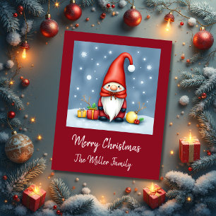 Festive scandinavian christmas gnome in Disguise Holiday Card