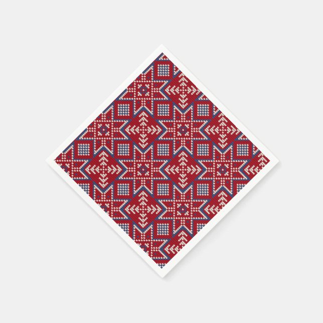 Festive Scandinavian Sweater Pattern Napkins (Corner)