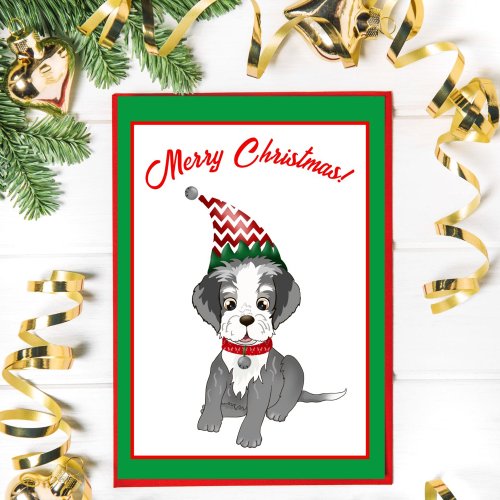  Festive Schnauzer Puppy Merry Christmas Holiday Card