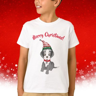 Festive Schnauzer Puppy Merry Christmas T-Shirt