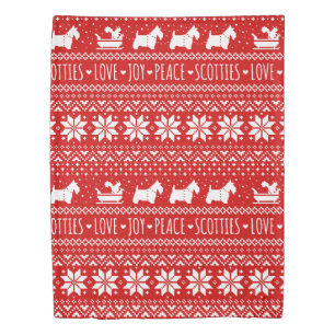 Festive Scottie Dogs Christmas Scottish Terriers Duvet Cover