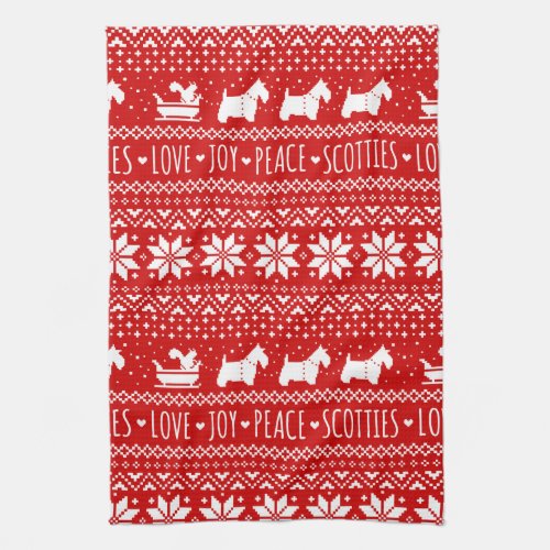Festive Scottie Dogs Christmas  Scottish Terriers Kitchen Towel