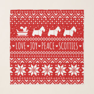 Festive Scottie Dogs Christmas Scottish Terriers Scarf