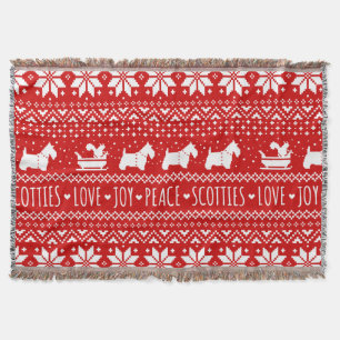 Festive Scottie Dogs Christmas Scottish Terriers Throw Blanket