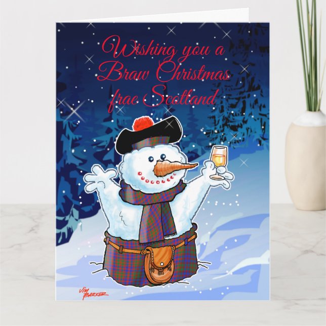Festive Scottish Snowman Card (Front)