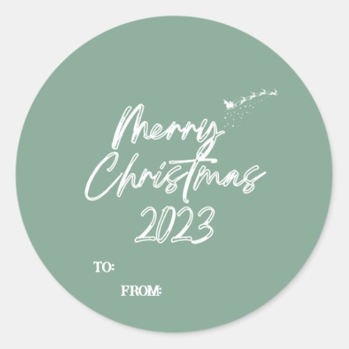 Festive Script Merry Christmas Gift Round Sticker