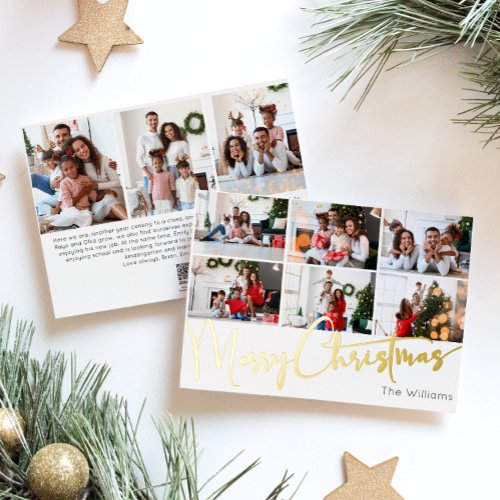 Festive Script Nine_Photo Merry Christmas Gold Foil Holiday Card