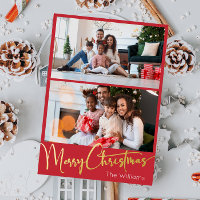 Festive Script Red 2 photo Merry Christmas Gold