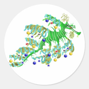 Festive Sea Dragon Classic Round Sticker