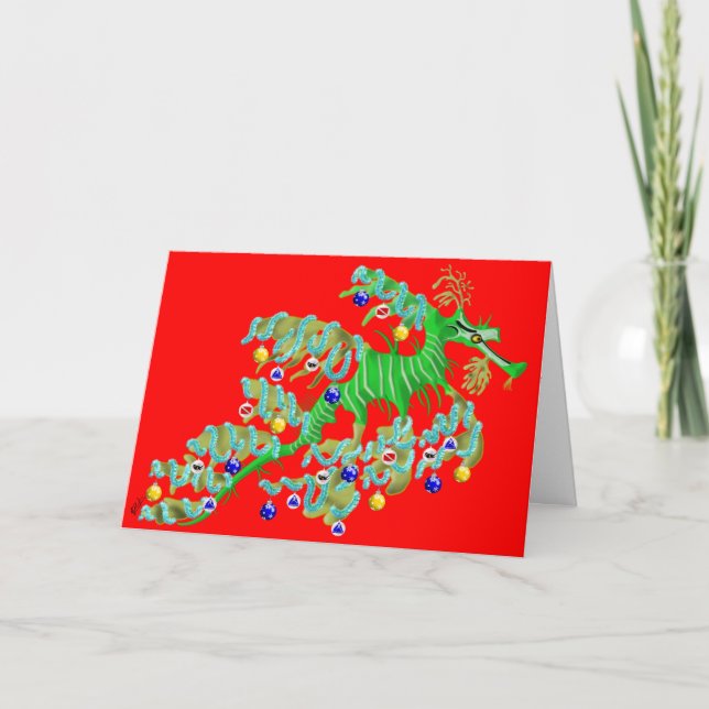 Festive Sea Dragon Greeting Card (Front)