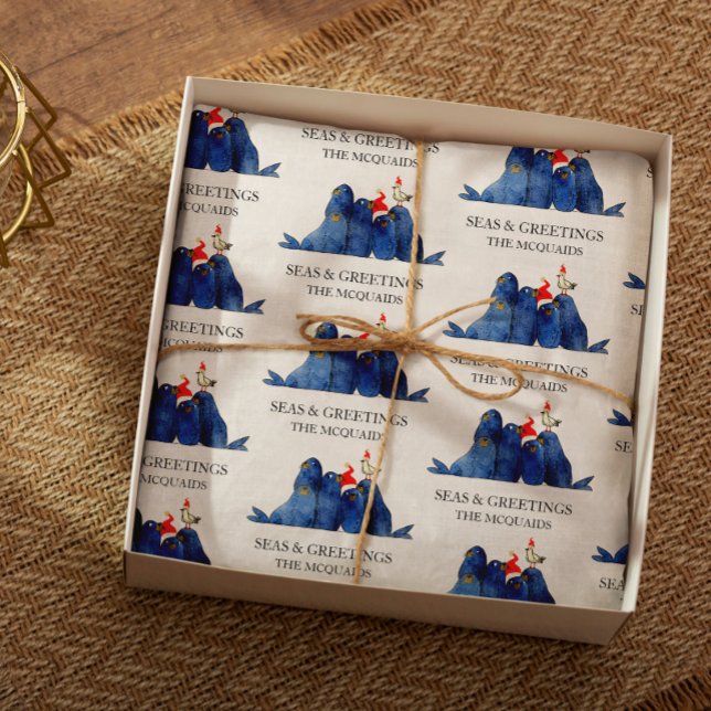 Festive Sea Lions Seas n Greetings Watercolor Tissue Paper (Creator Uploaded)