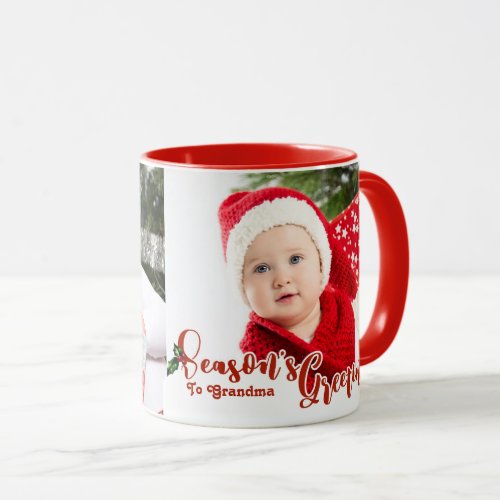 Festive Seasons Greetings Calligraphy 2 Photo Mug