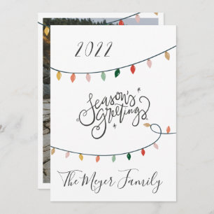 Festive Seasons Greetings Christmas Lights Photo Holiday Card