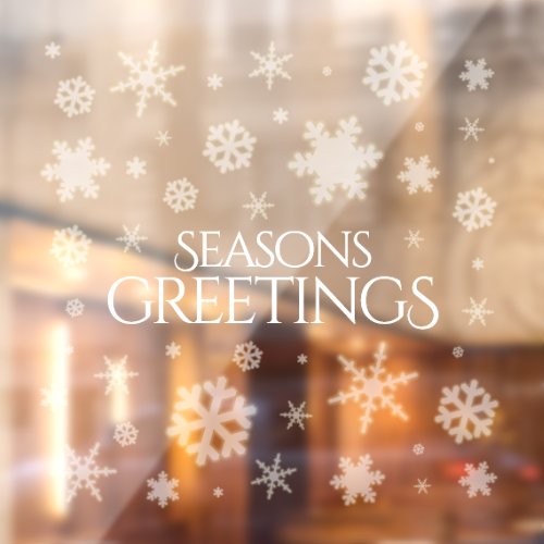 Festive Seasons Greetings Glowing Snowflakes Window Cling