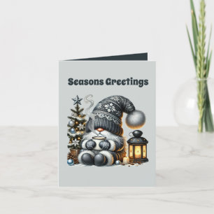 Festive Seasons Greetings gnome Holiday Card