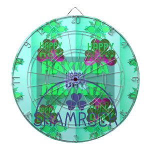 Festive Shamrock Captivating St. Patrick's Floral  Dartboard With Darts