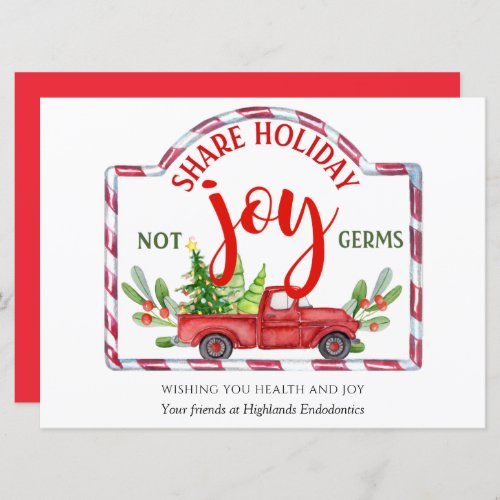 Festive Share Holiday Joy Not Germs Holiday Card