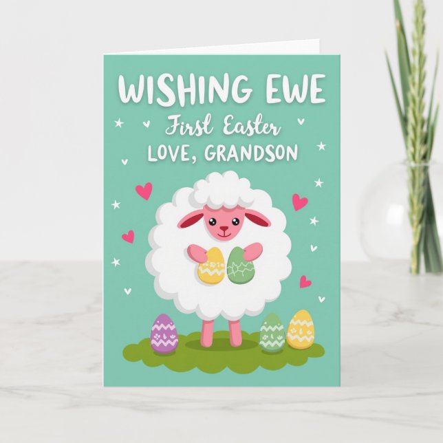 Festive Sheep Eggs Holiday Card (Front)