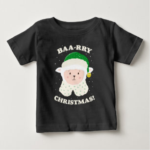 Festive Sheep Says Baa-rry Christmas! Baby T-Shirt