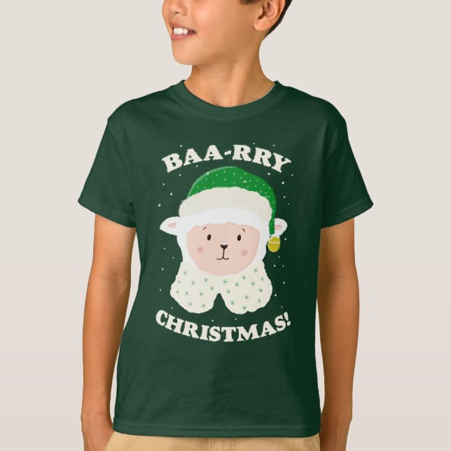 Festive Sheep Says Baa-rry Christmas! T-Shirt (Front)