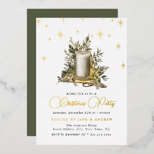 Festive Shimmer Candle Light Christmas Foil Invitation
