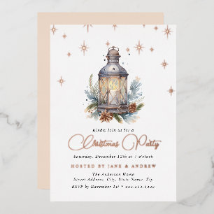Festive Shimmer Lantern Christmas Foil Invitation