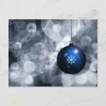 festive silver and blue ornament Holiday cards