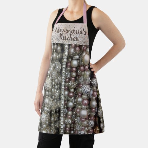 Festive Silver and Pink Stringed Beads          Apron