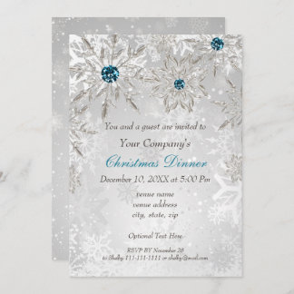 Festive Silver aqua Corporate Holiday party Invite