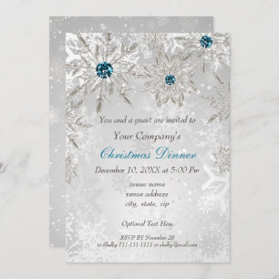 Festive Silver aqua Holiday party Invite
