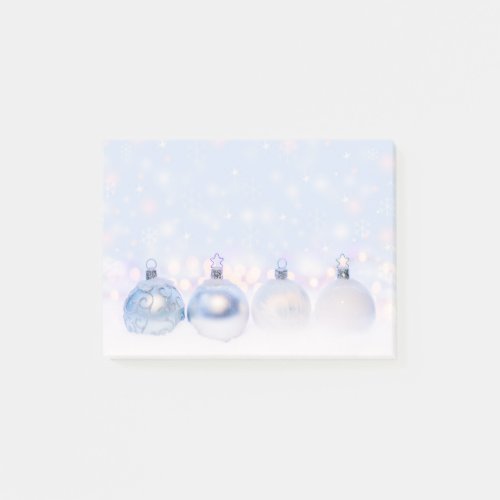 Festive Silver Christmas Balls on Snow Post_it Notes