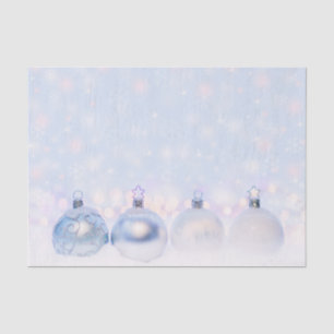 Festive Silver Christmas Balls on Snow Tissue Paper