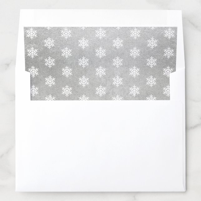 Festive Silver Foil and White Snowflake Pattern Envelope Liner (In Envelope)