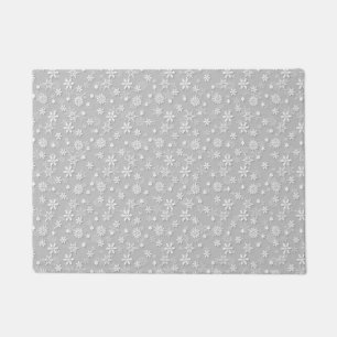 Festive Silver Grey and White Christmas Snow Doormat