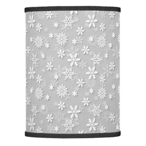 Festive Silver Grey and White Christmas Snow Lamp Shade