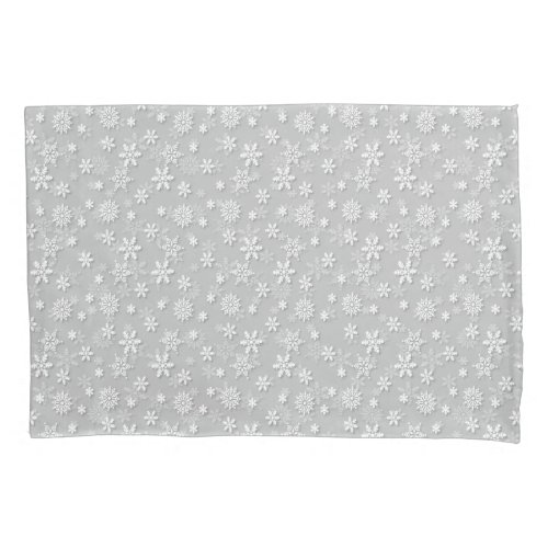 Festive Silver Grey and White Christmas Snow Pillow Case