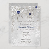 Festive Silver navy Corporate Holiday party Invite