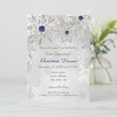Festive Silver Navy Holiday party Invite (Standing Front)